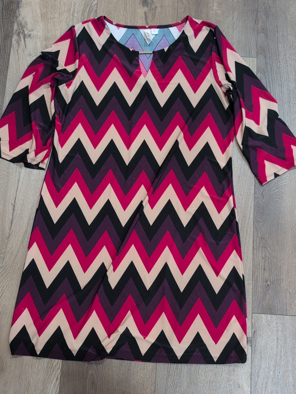 Tacera Chevron Dress in Pink, Black & Purple